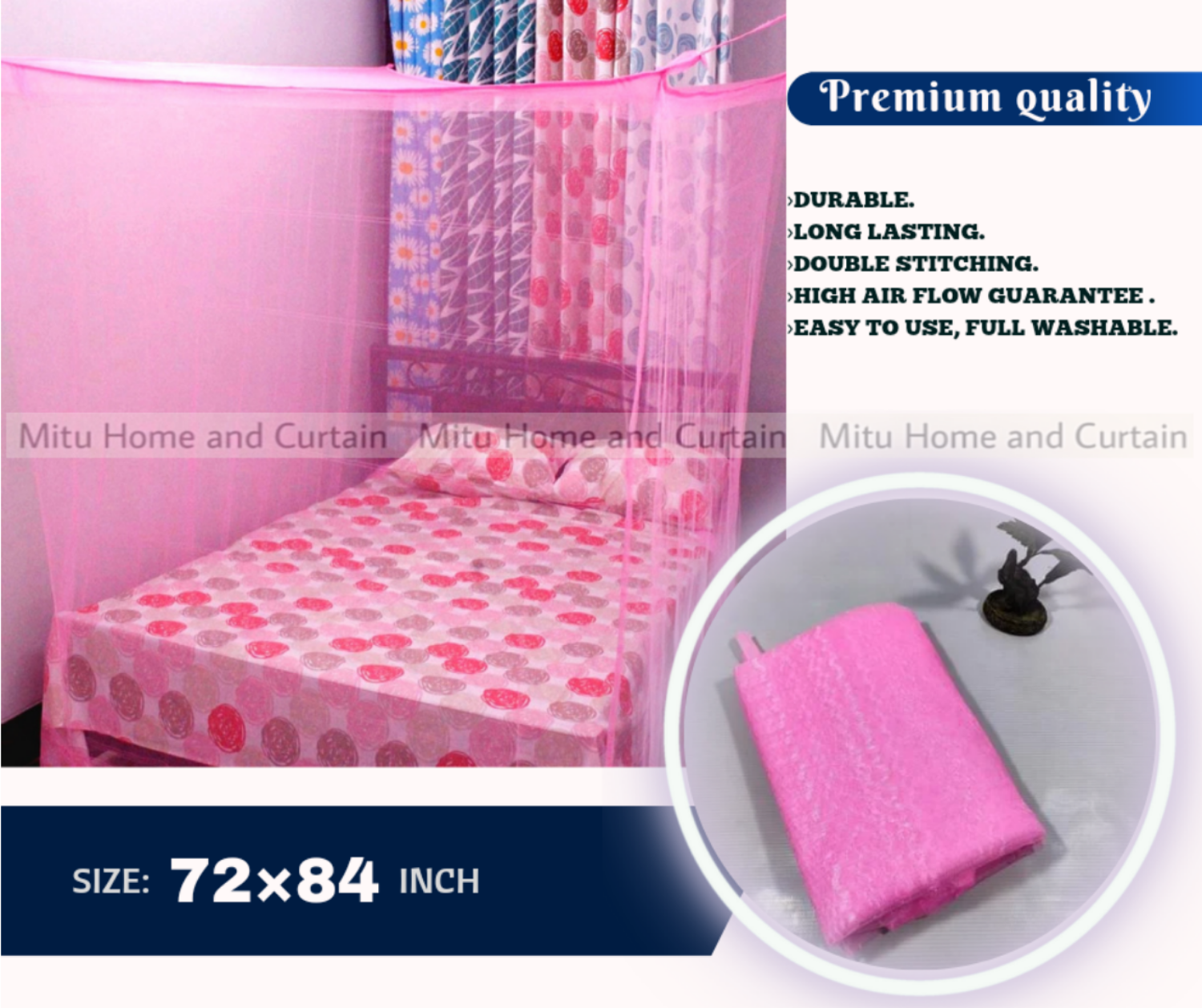 Picture of Floral Magic Mosquito Net 6'*7' feet King size moshari Cream Multicolor