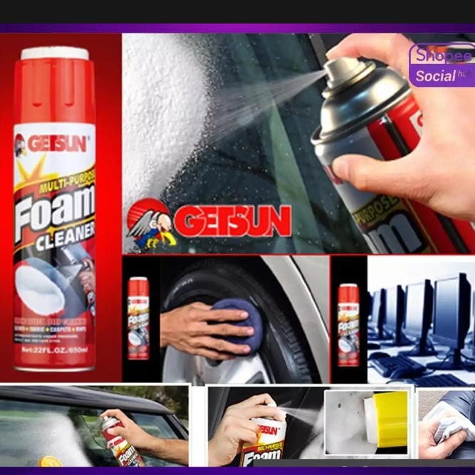 Picture of Flamingo Multi Purpose Foam Cleaner With Brush 650 ml, Car, Motorcycle, Household, Kitchen, Bathroom Shoes Cleaner Foam Spray