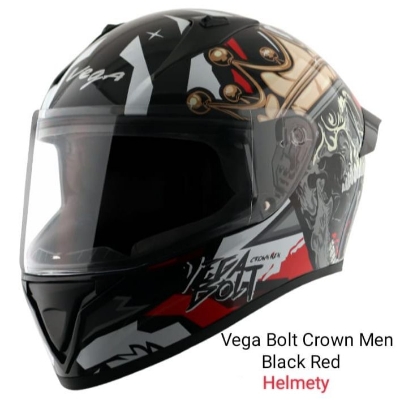 Picture of Bolt Bunny Crown Men Black Red full face helmet with dual certification. (Black Red)