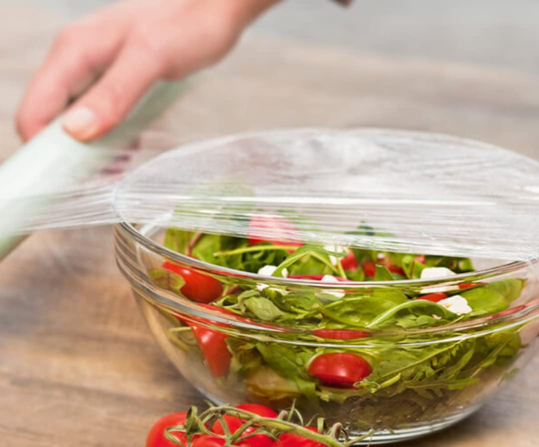 Picture of Fresher Plastic Stretch Wrap Clear Cling Food Grade PE Vinyl Film Plastic Wrapping Paper Roll Ideal food Wrapping paper for Keeping Food Fresh
