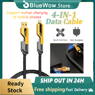 Picture of 4 In 1 65W Fast Charging Cable for iPhone, Android USB Type C Charger Cable (USB to Type C / Type A {Iphone Port} & Type C To Type C / Type A { Iphone Port} ) Multi Port Multiple USB Charging Wire Line