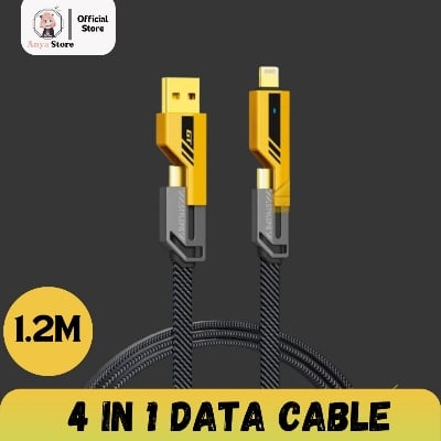 Picture of 4 In 1 65W Fast Charging Cable for iPhone, Android USB Type C Charger Cable (USB to Type C / Type A {Iphone Port} & Type C To Type C / Type A { Iphone Port} ) Multi Port Multiple USB Charging Wire Line