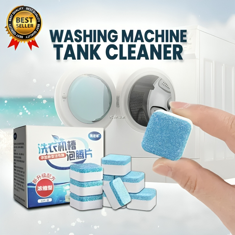 Picture of 12 Tabs Washing Machine Mini Vacuum Cleaner Tablets Washing Machine Cleaning Descaling Detergent Vibrant Board Cleaning Products