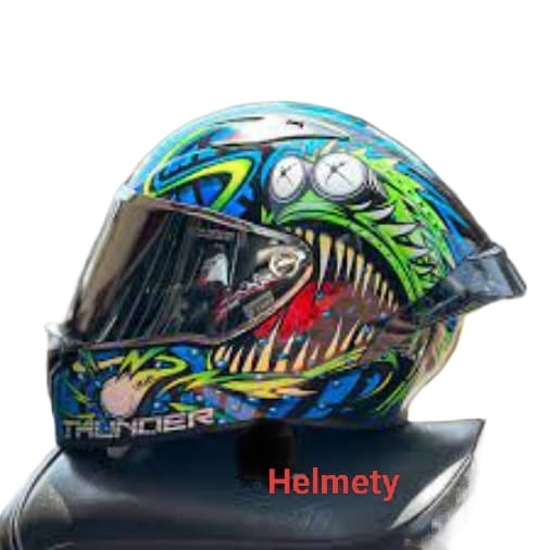 Picture of FULL FACE BIKE STUDDS THUNDER HELMET FOR BIKE RIDER BLACK BLUE (Black)