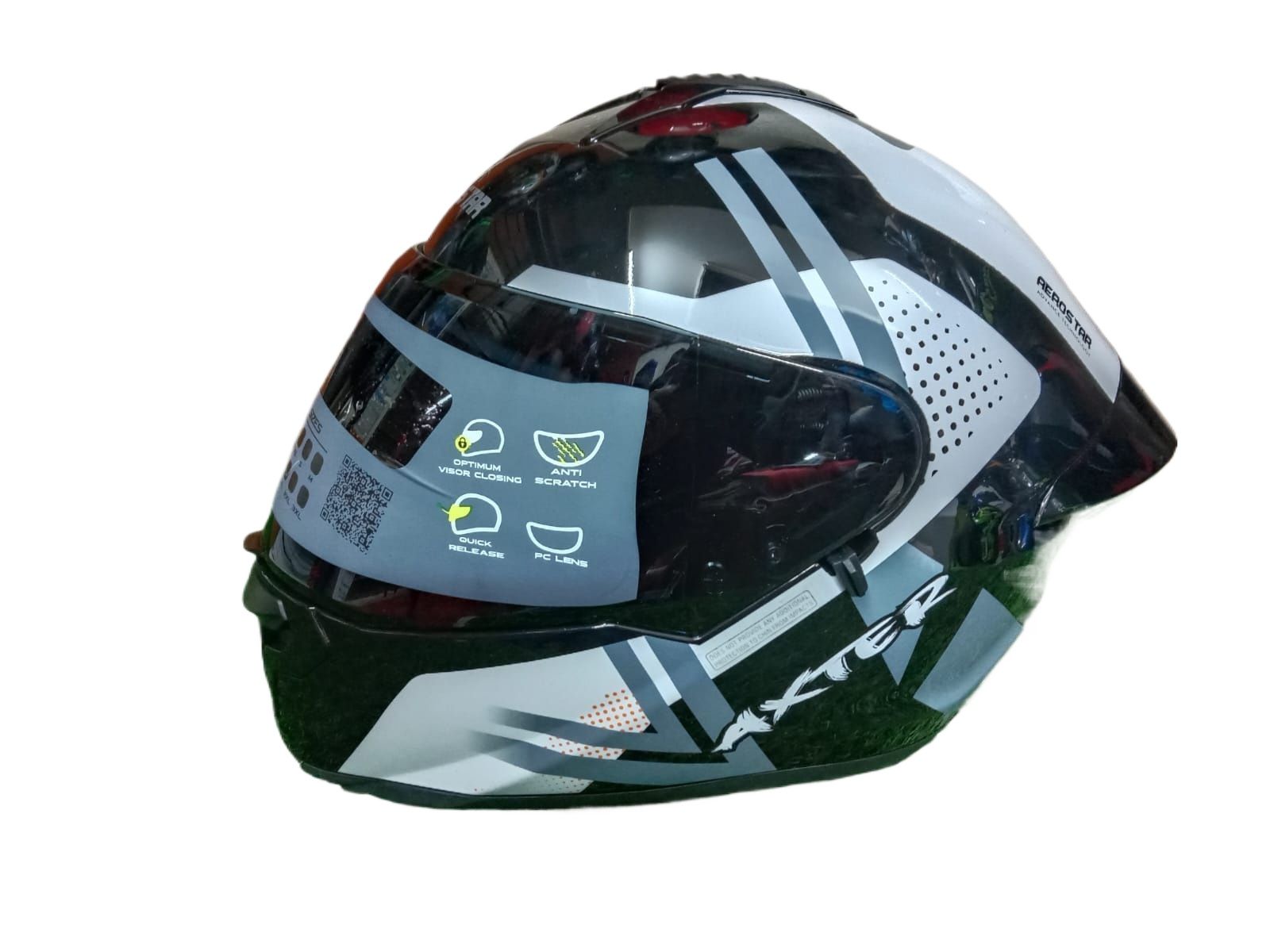Picture of AEROSTAR AXTER Full Face Glossy Black Helmet ISI And Dot Certified (Black red)