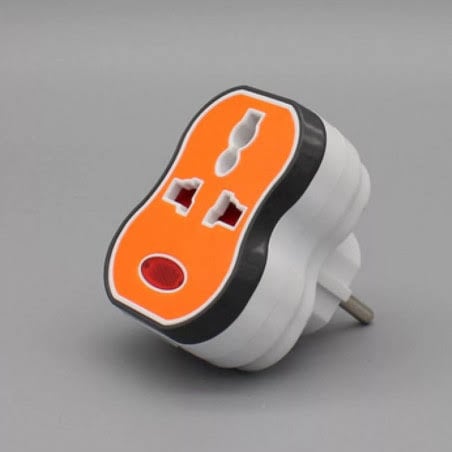 Picture of 2 Pin Multi Socket converter 2 in 3/2 Plug with light indicator Travel Adapter 1 pcs