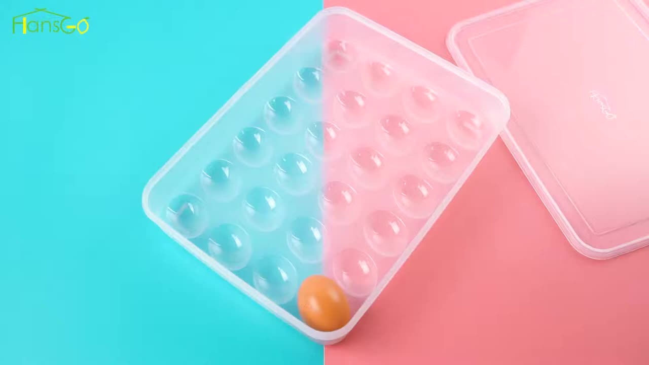 Picture of 20/34 Grid Egg Storage Box Kitchen Refrigerator Egg Box with Lid Fresh-keeping Case Household Plastic Fresh-keeping Box