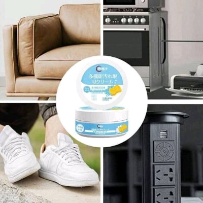 Picture of White Shoe Cleaning Cream Multifunctional Shoe Cleaner Household Sports Shoes Canvas Cleaner Cleaning Tools With Wipe Sponge
