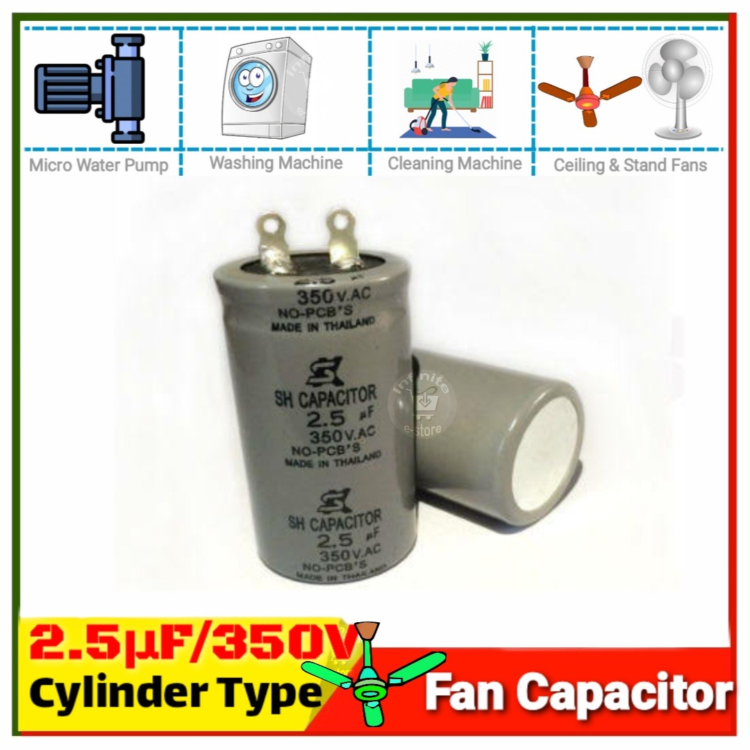 Picture of SN Capacitor 2.5 uF 3.5 uF 350V AC Start Run Axial Metallized Polypropylene Film Capacitor for Fan, micro water pump, cleaning machine Capacitor