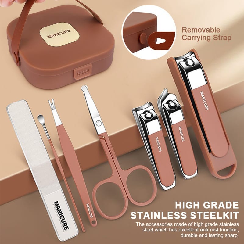 Picture of Nail Cutter 7 in 1 Nail Clippers Set, 7pcs Manicure & Pedicure Tools, Stainless Steel Nail Cutter Kit for men and women with Protective Case, Travel Grooming Kit for Facial, Cuticle and Nail Care