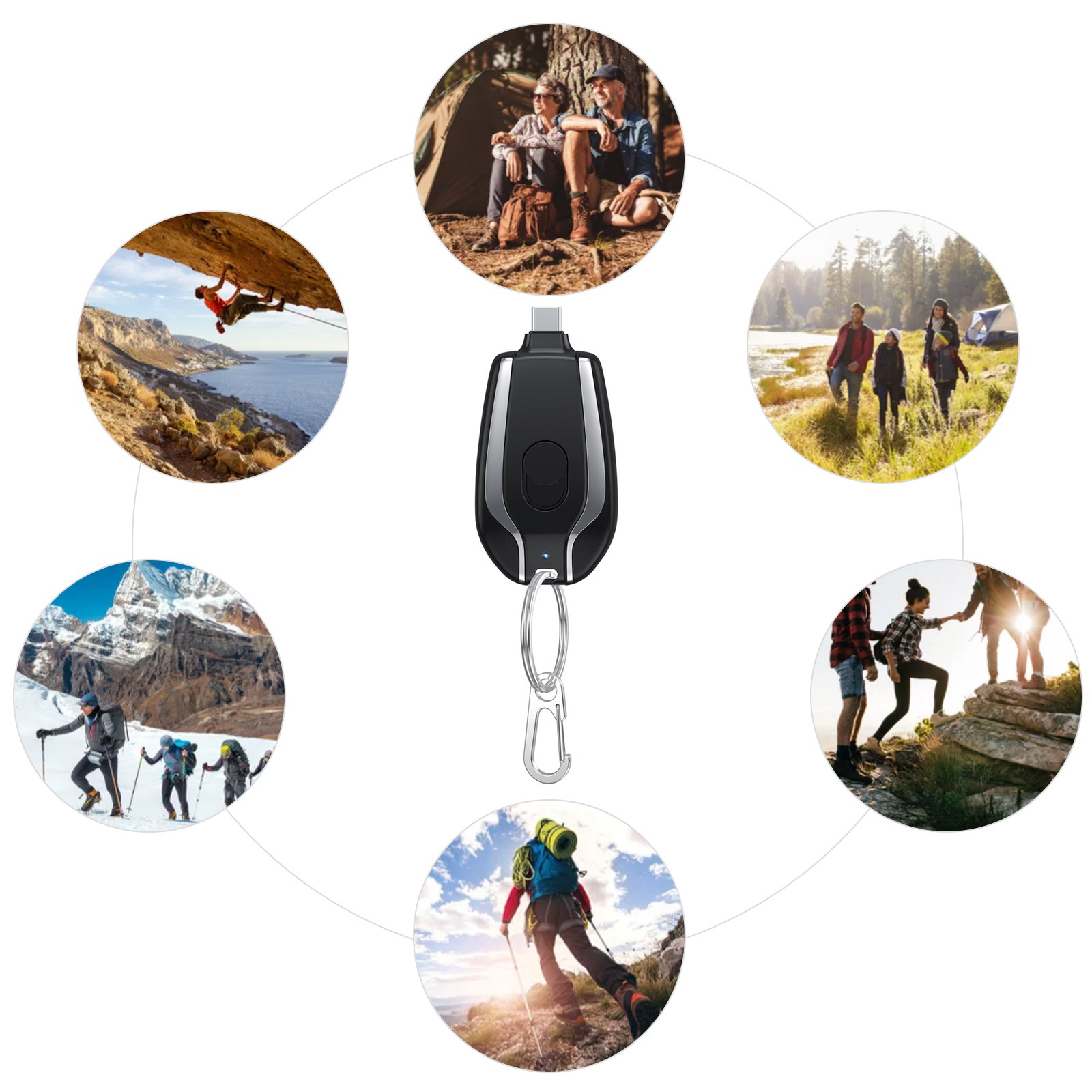 Picture of Telebrands As Seen on TV Portable Charger for Type-c 1600mAh Mini Power Emergency Pod,External Fast Charging Power Bank Battery Pack, Key Ring Charger