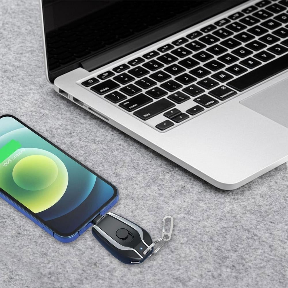 Picture of Telebrands As Seen on TV Portable Charger for Type-c 1600mAh Mini Power Emergency Pod,External Fast Charging Power Bank Battery Pack, Key Ring Charger