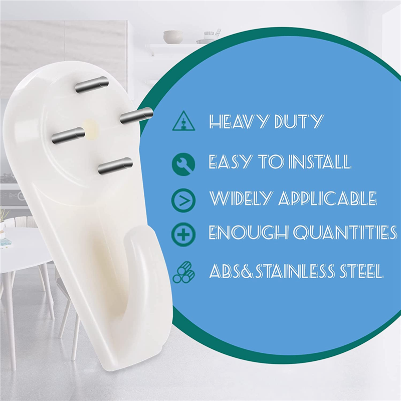 Picture of 2Pcs Mini Powerful Tracelss Wall Mounted Hanging Nail Hooks Removable Hanger Picture Hangers, Concrete/Plaster/Hard Wall Hooks, for Hanging Pictures, Tapestries, Clocks and Heavier Weights, Router Stand Hanger