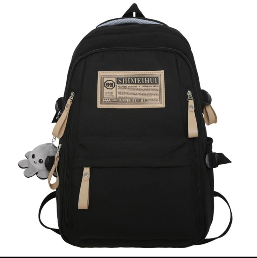 Picture of Aesthetic Large Capacity Cute Backpack (Black and Red)
