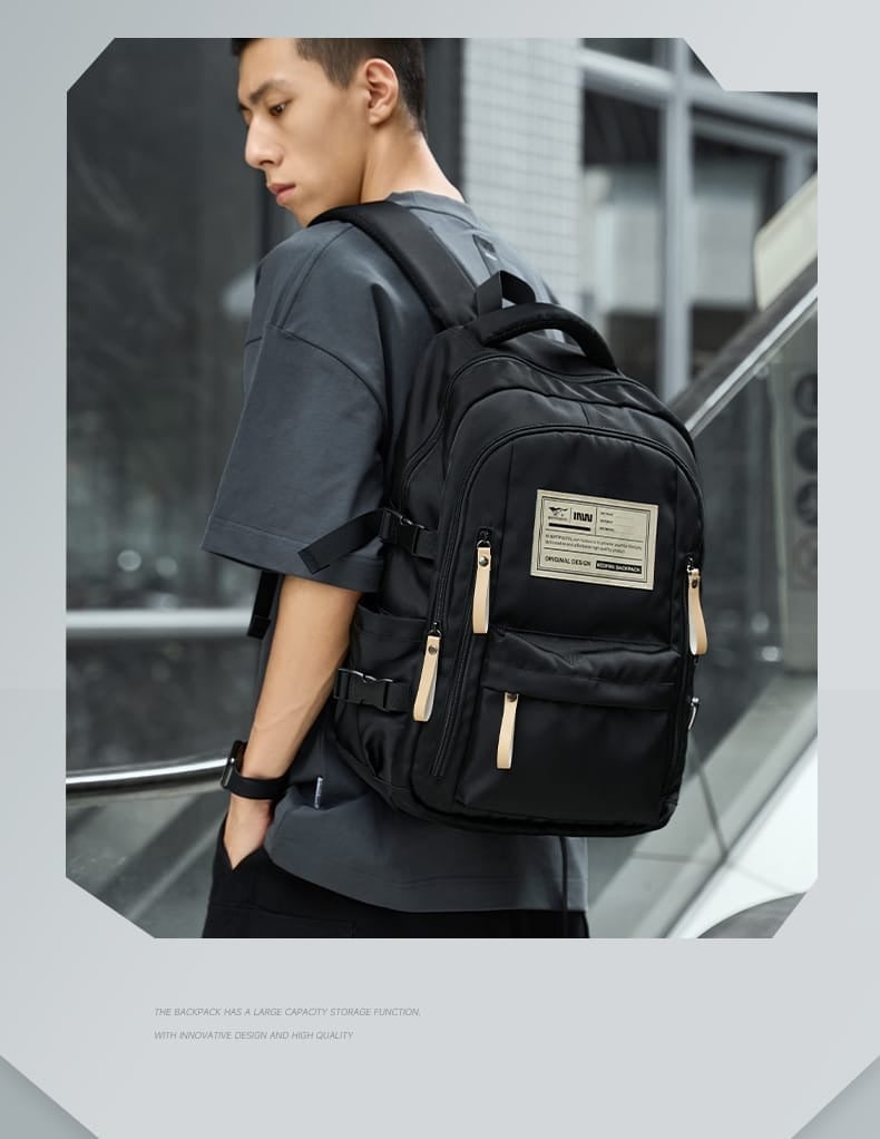 Picture of Aesthetic Large Capacity Cute Backpack (Black and Red)