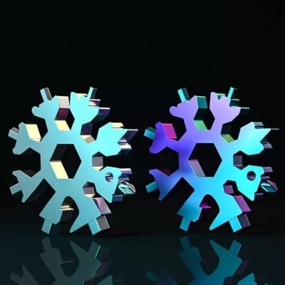Picture of 18 In 1 Snowflake Multifunctional Pocket Tool Keyring Key Ring Spanner
