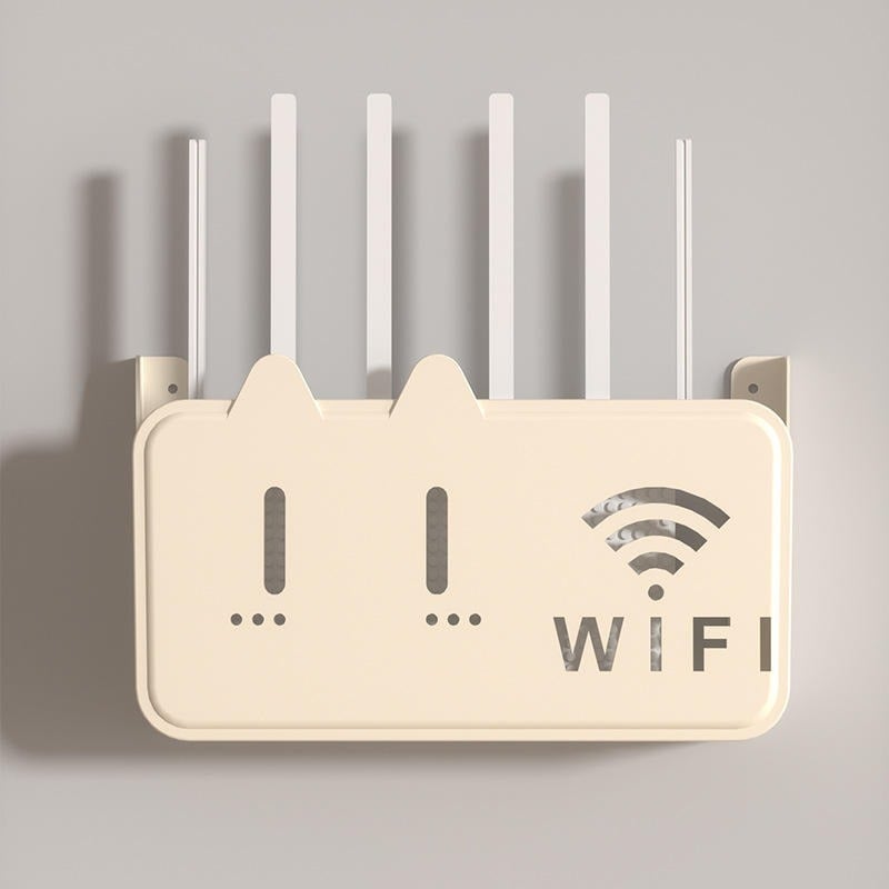 Picture of New Portable Wall Mounted WiFi Router Shelf Cute Cartoon Bear Punch-Free Router Storage Box Space-Saving Router Rack for Living