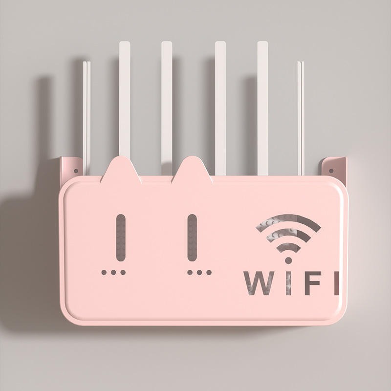 Picture of New Portable Wall Mounted WiFi Router Shelf Cute Cartoon Bear Punch-Free Router Storage Box Space-Saving Router Rack for Living