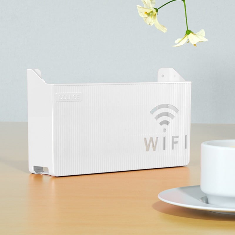 Picture of New Portable Wall Mounted WiFi Router Shelf Cute Cartoon Bear Punch-Free Router Storage Box Space-Saving Router Rack for Living
