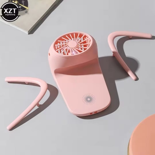 Picture of New Universal mobile phone desktop holder with dual blade fan, adjustable height, detachable clip, convenient for playing games