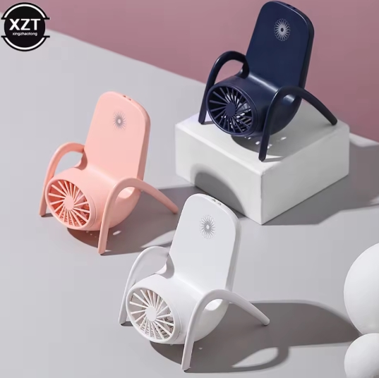 Picture of New Hot selling Portable Hand Held Fan USB Charging Originality Chair Shape Desktop Fan Can Be Used As Mobile Phone Stand Fan Summer
