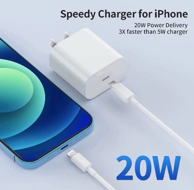 Picture of for iphone 20W PD Premium quality Fast Charger Adapter with USB-C to Lighting Cable For 13 pro max/13 pro/13/13 mini/ 12 pro max, 12 pro, 12, 12 mini, 11 pro max, 11 pro, 11