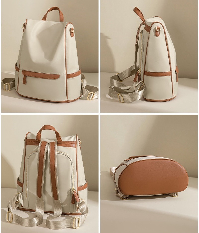 Picture of New Design Women Backpack Nylon Waterproof Anti-Theft Travel Bagpack(Apricot)