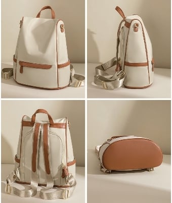 Picture of New Design Women Backpack Nylon Waterproof Anti-Theft Travel Bagpack(Apricot)