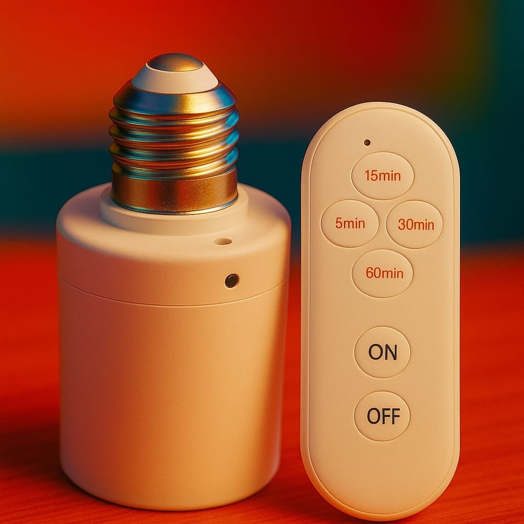 Picture of Smart AC220V Wireless remote Control Lamp Holder With Timing Adjustment Function Smart Light LED Lamp Base Universal