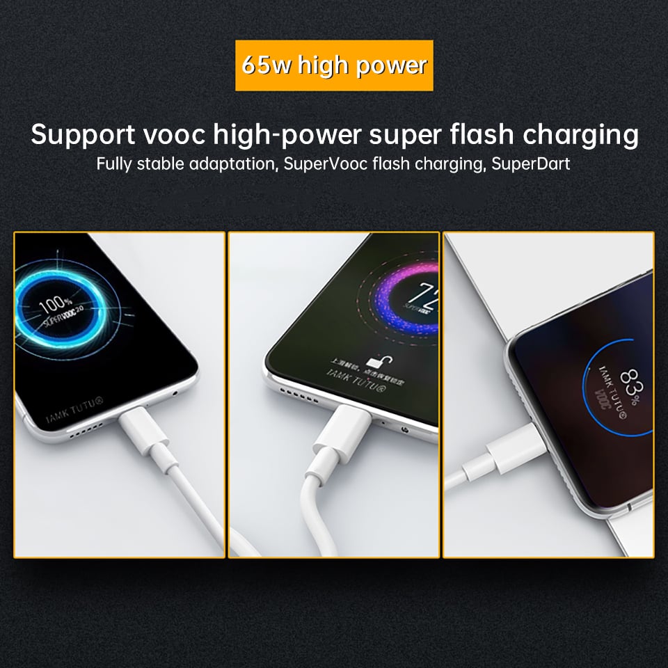 Picture of Realme Gt 5g 8 Pro X7 Narzo 30 Vooc Cable Type C 6.5A Super Fast Charge Oppo Find X3 Pro Neo Reno 6 65w Supervooc Superdart