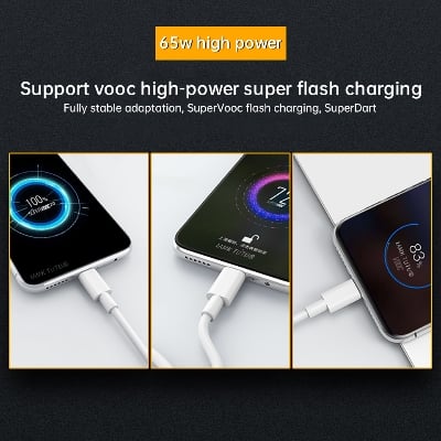 Picture of Realme Gt 5g 8 Pro X7 Narzo 30 Vooc Cable Type C 6.5A Super Fast Charge Oppo Find X3 Pro Neo Reno 6 65w Supervooc Superdart