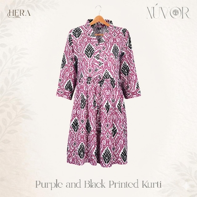 Picture of Purple and Black Printed Kurti
