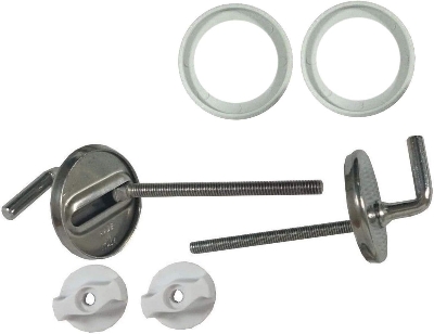 Picture of 2Pcs Toilet Seat Fix Fitting Stainless Steel Back to Wall Replacement Hinges Set - Silver