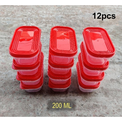 Picture of 12 Piece Plastic Food Storage Small Box With Lid - 200 ML - Multicolor