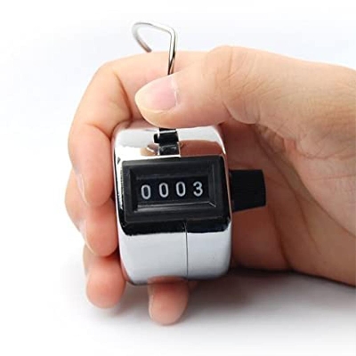 Picture of 4 Digit Manual Hand Tally Mechanical Click Counter - Black and Silver - Black and Silver
