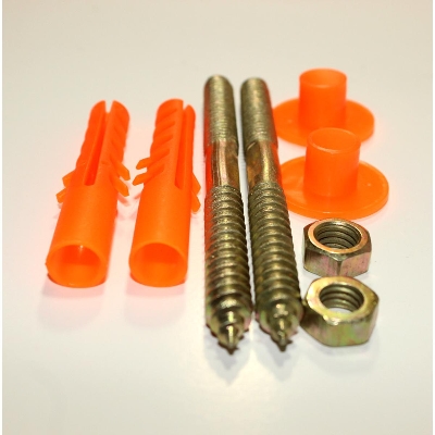 Picture of 8pcs Wall Mounted Basin Fixing Set 8.5cm Screws Plug Washer Bathroom Fitting Kit - Copper & Red