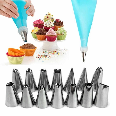Picture of Stainless steel Cake Decoration Nozzle Set - 12 pcs - Silver