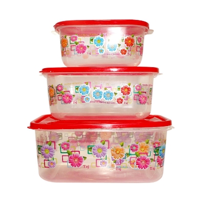Picture of Transparent Plastic Food Storage Container With Lid - 3Pcs/Set - Transparent
