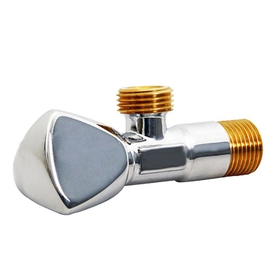 Picture of Stainless Steel Kitchen Bathroom Toilet Water Faucet Shut Off 1/2" Triangle Angle Valve for Hot and Cold Water Mixer - Silver