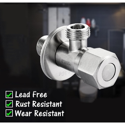 Picture of Stainless Steel Angle Valve SUS304 Kitchen Bathroom Toilet Water Faucet Shut Off 1/2" Valve for Hot and Cold Water Mixer - Silver