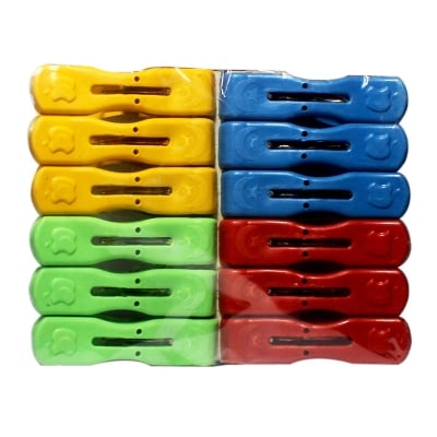 Picture of 12pes Colorful Plastic Cloth Clip - Multicolor - Transparent