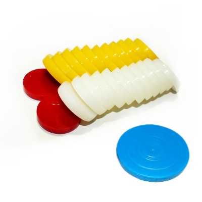 Picture of 24 pes Set Carrom Coins with Stick - 7MM - Multicolor