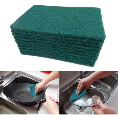 Picture of 10Pcs Heavy Duty Scour Pad for kitchen dishwashing - Green - Green