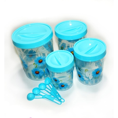 Picture of Transparent Plastic Long Spice Jar - 4pes Set - Multicolor