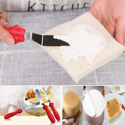 Picture of 3pcs Set Stainless Steel Butter Cake Cream Smoother Spatula Fondant Pastry Tool - Multicolor