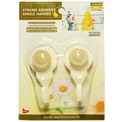 Picture of 2pcs / 1Set Strong Adhesive Single Hanger Snap Hook - White