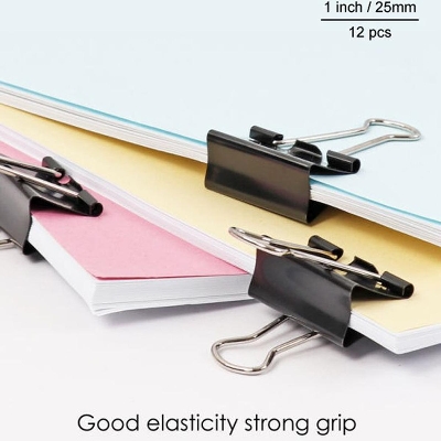 Picture of 1 inch Diamond Binder Clips - 12pcs - Black