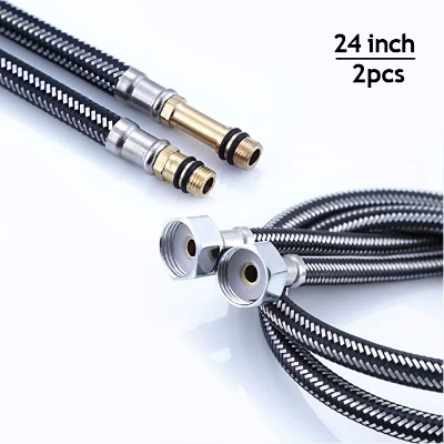 Picture of 24" Stainless Steel 1/2" Basin Hot & Cold Mixer Connection Pipe - 2pcs - Black