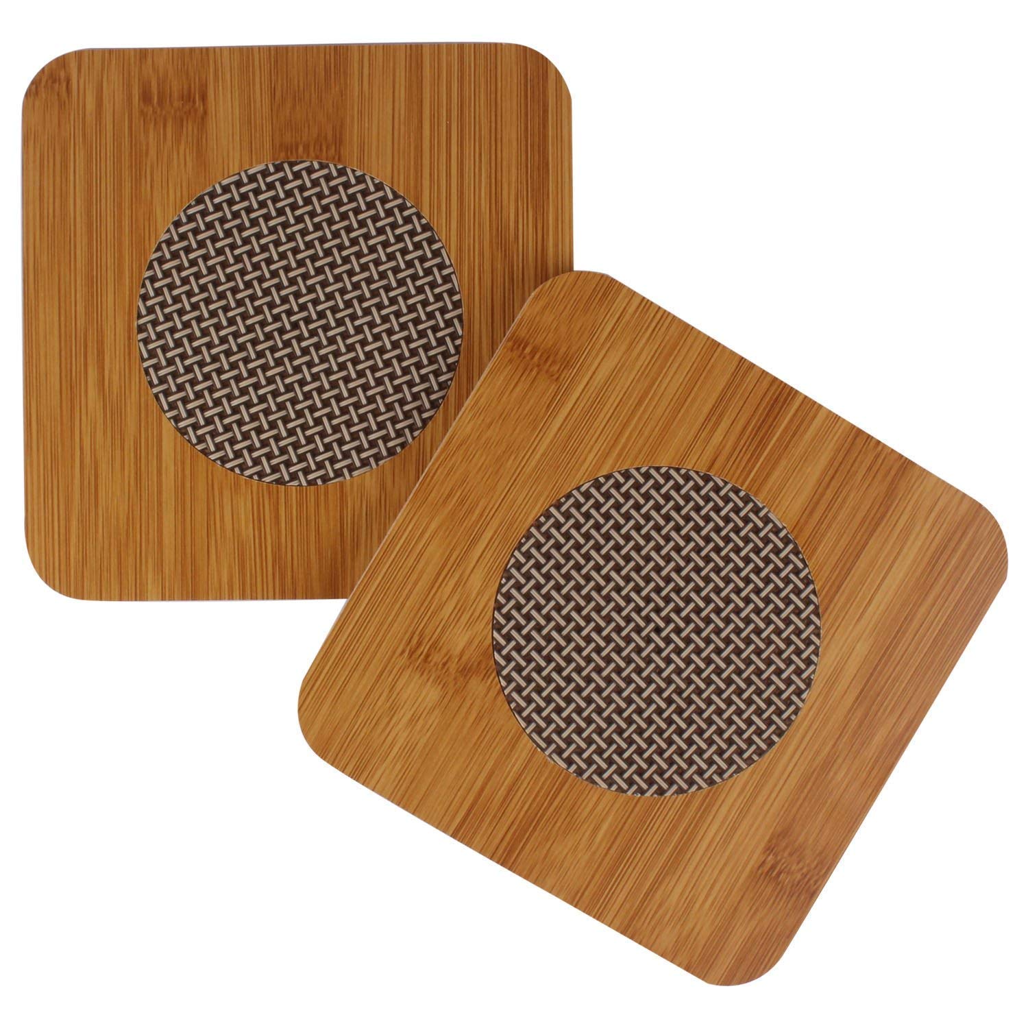 Picture of Square Shape Heating Insulation Resistant Natural Bamboo Wooden Coaster Heat Table Ware Pad Place mat - 1pcs​ - Wooden