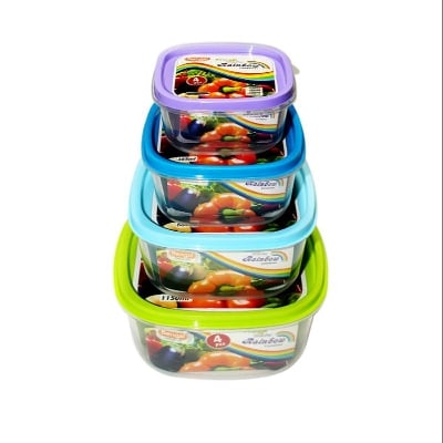 Picture of Newfangled - Transparent Plastic Rainbow Food Storage Box Container With Lid - 4pcs Set - Kitchen & Dining - Modern and Trendy - Multicolor